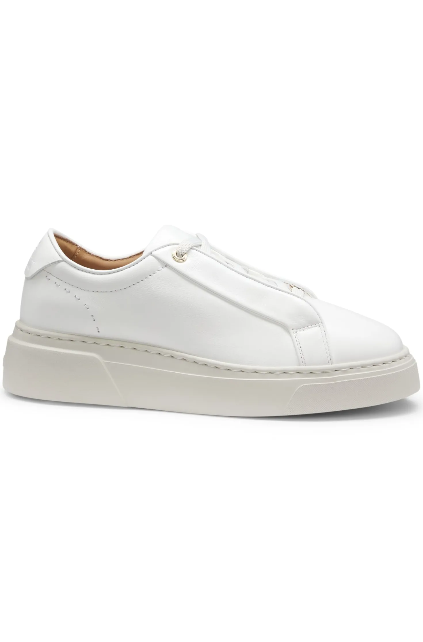 Leather trainers with inner wedge