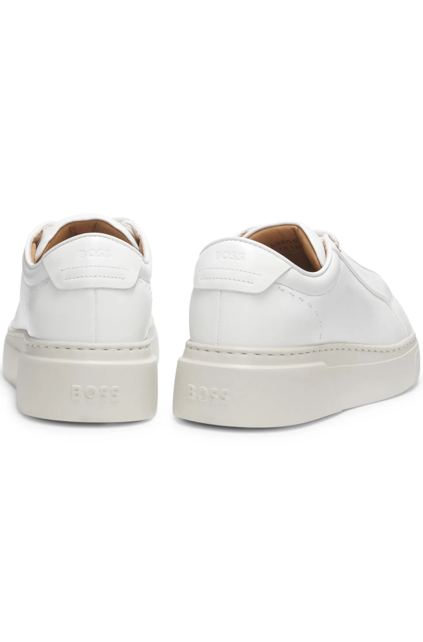 Leather trainers with inner wedge