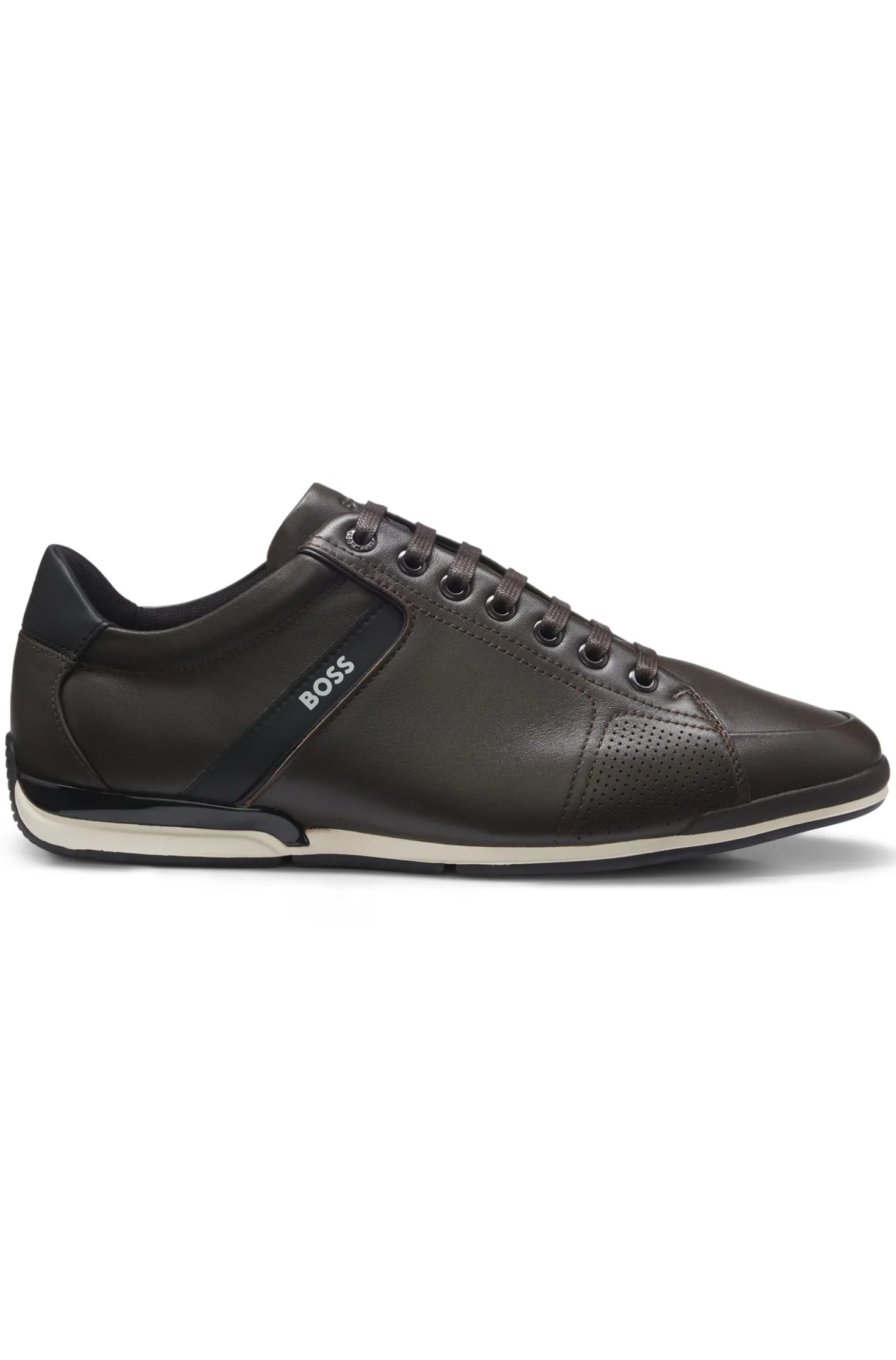 Leather trainers with odour-control lining