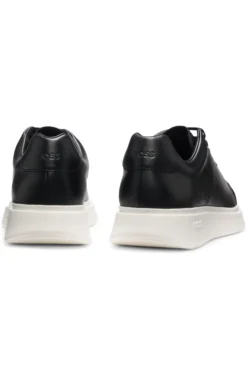 Leather trainers with rubber outsole