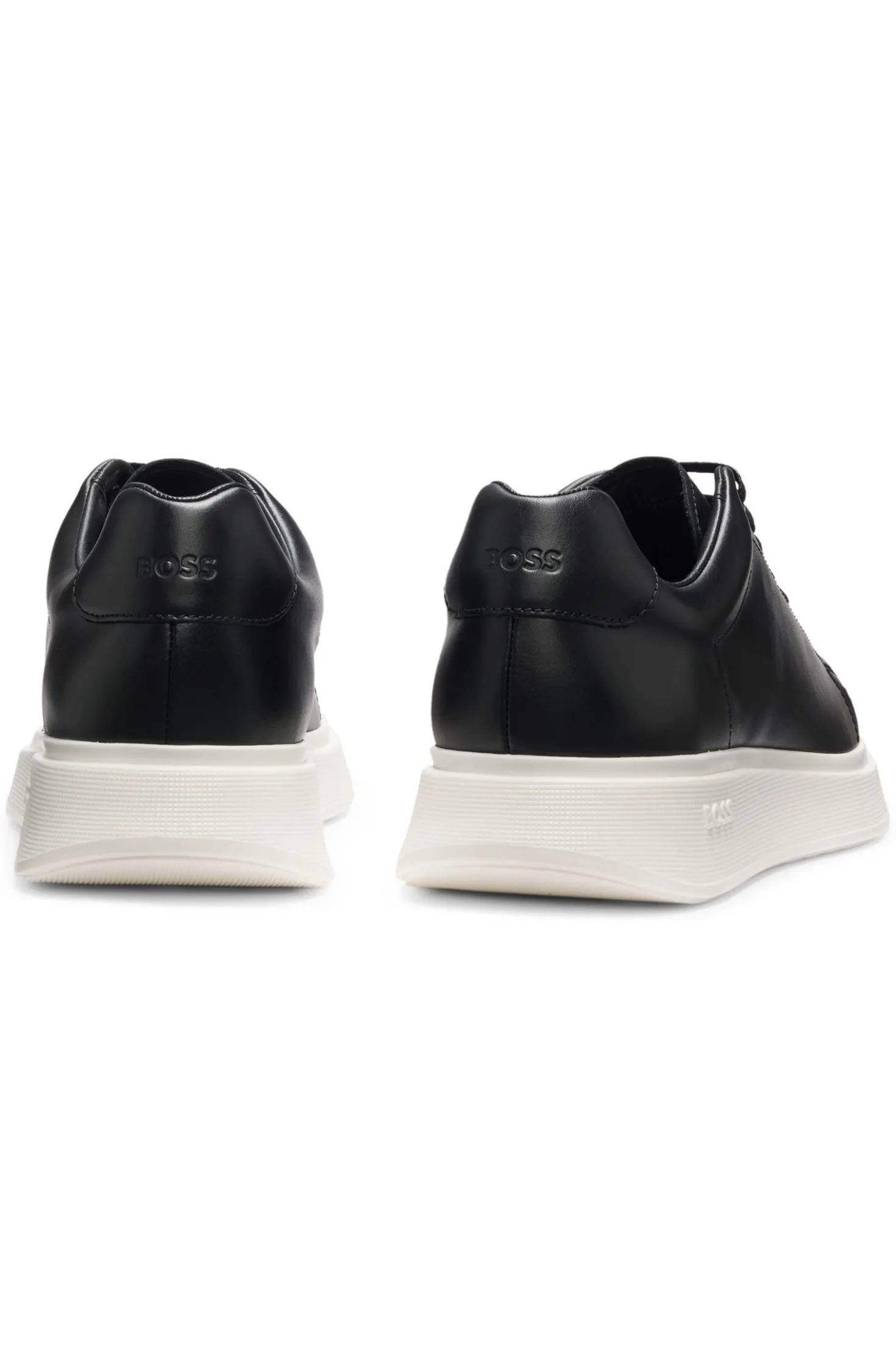 Leather trainers with rubber outsole