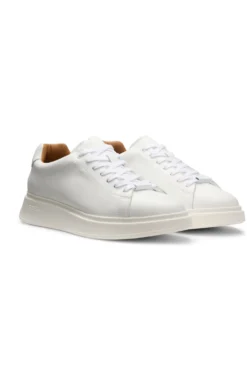 Leather trainers with rubber outsole