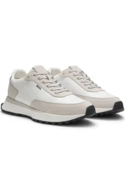 Leather trainers with side-panel logo