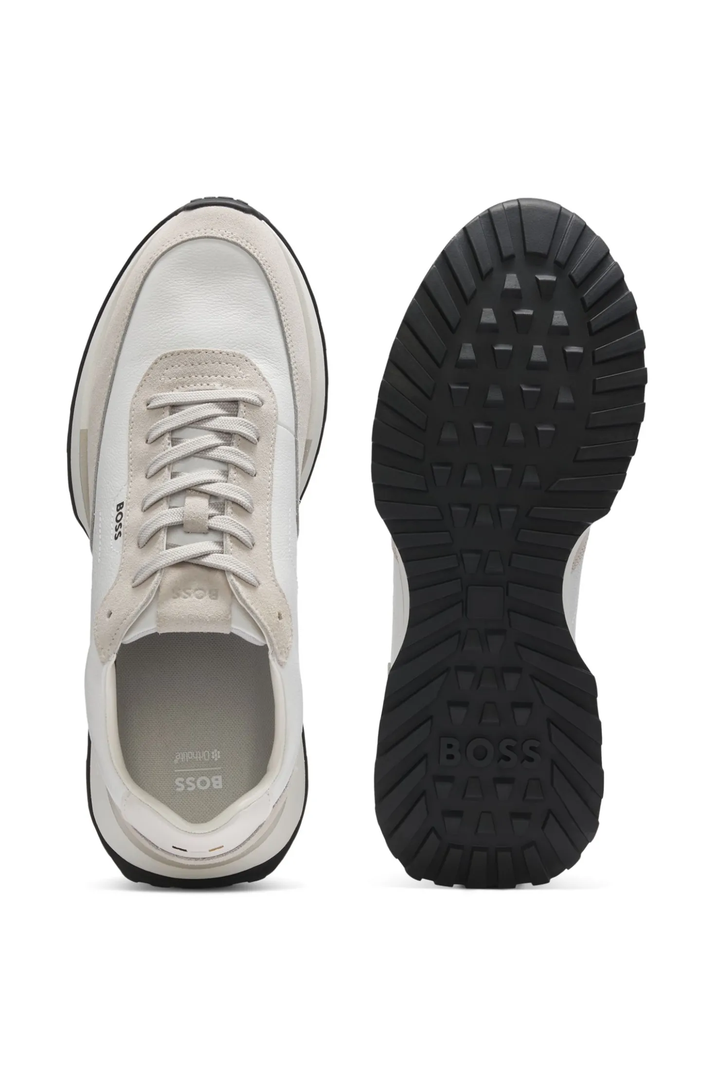 Leather trainers with side-panel logo
