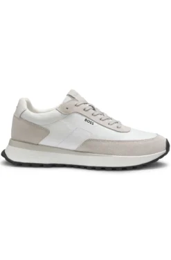 Leather trainers with side-panel logo