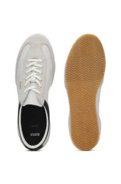 Leather trainers with suede trims