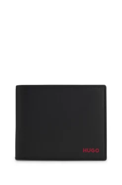 Leather trifold wallet with red logo