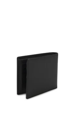 Leather trifold wallet with red logo