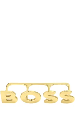 Light-golden-plated knuckle ring with logo letters