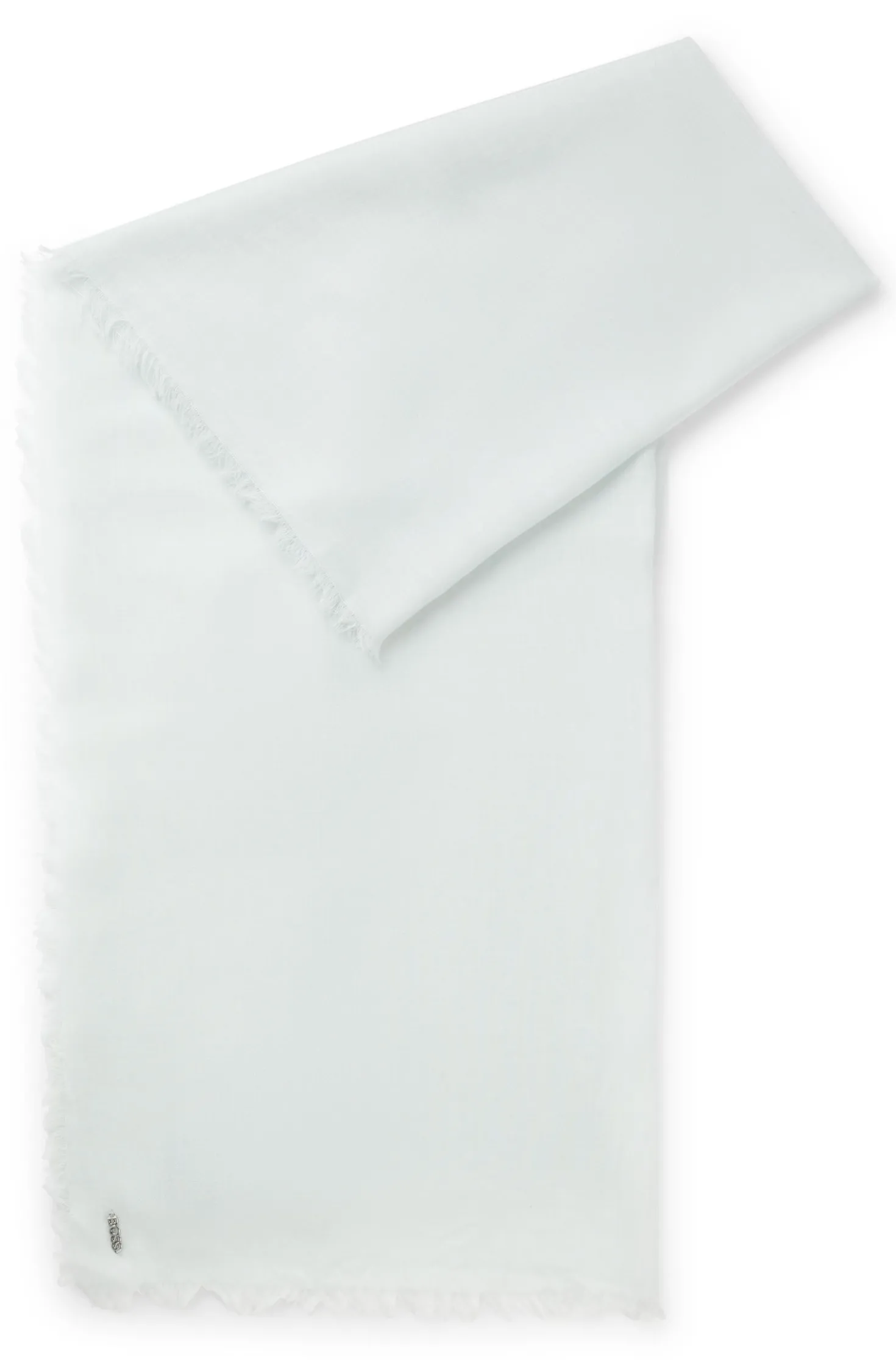 Lightweight wool scarf with fringed trims