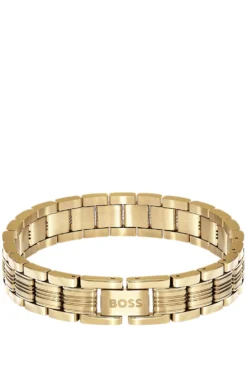 Light-yellow-gold-tone cuff with multi-link design