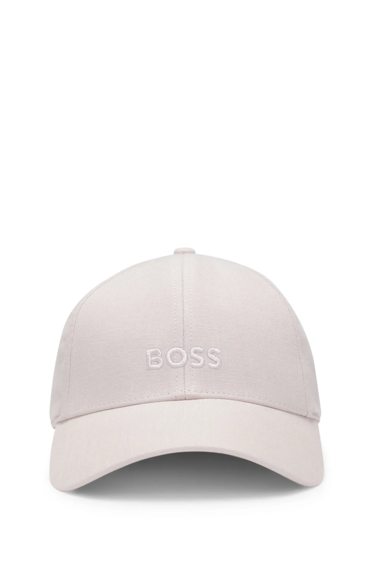 Linen cap with embroidered logo