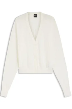 Linen-cotton cardigan with buttoned front