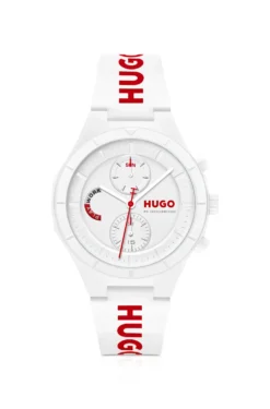#LIT MULTI White watch with silicone logo strap