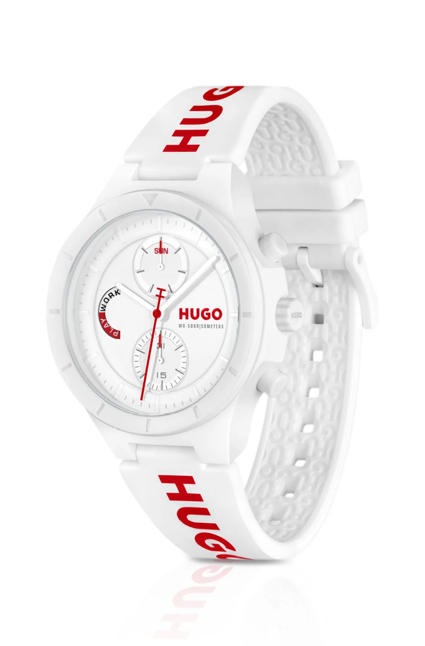 #LIT MULTI White watch with silicone logo strap
