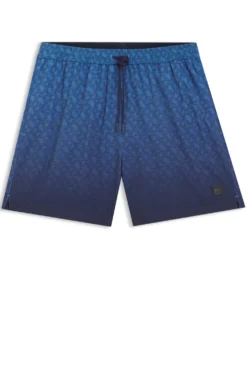 Logo-badge swim shorts with degradé monogram print