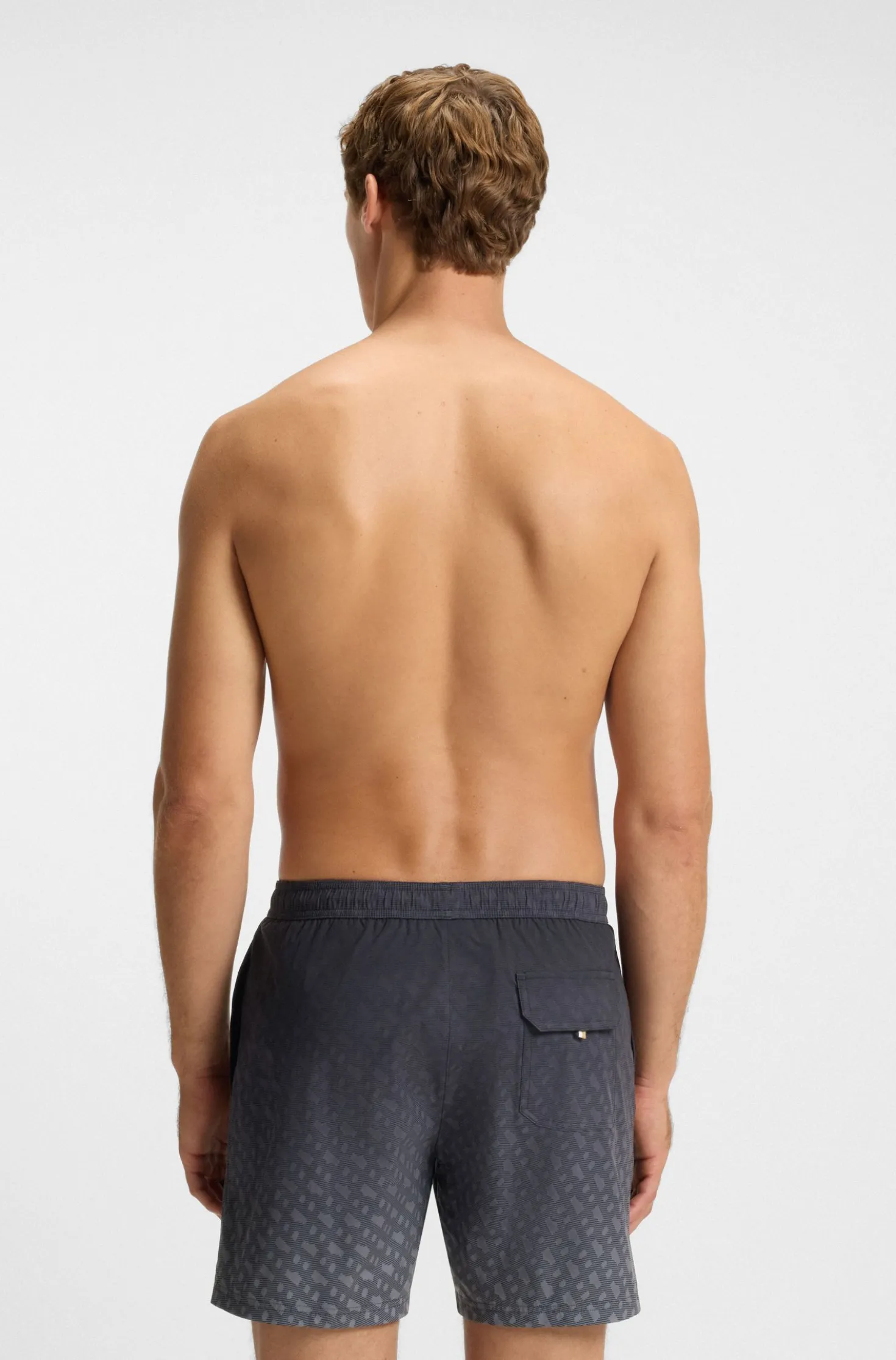 Logo-badge swim shorts with degradé monogram print
