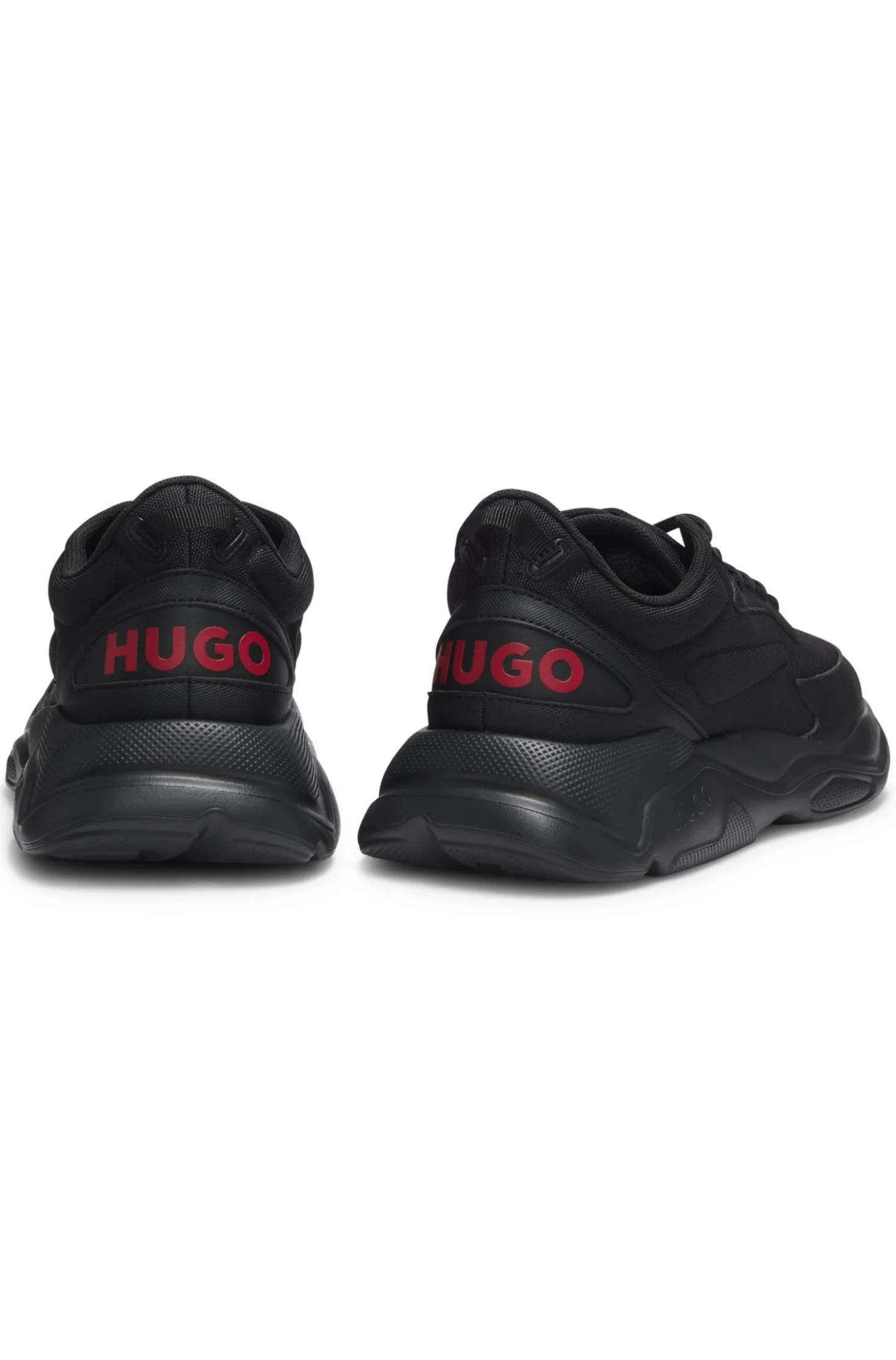 Logo-counter trainers with canvas-effect fabric
