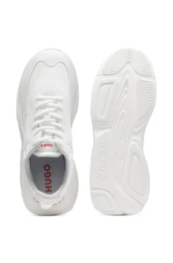 Logo-counter trainers with canvas-effect fabric