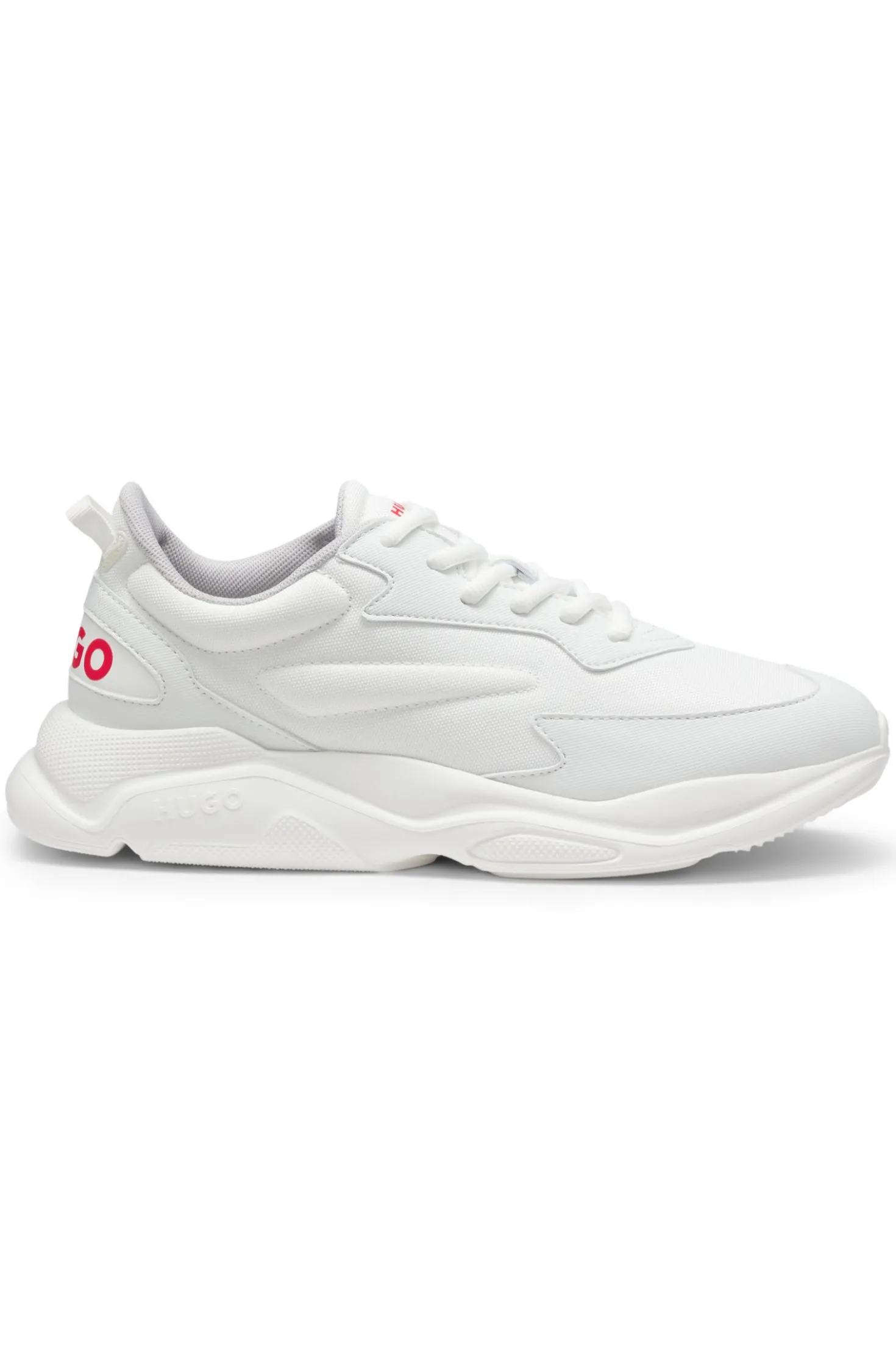 Logo-counter trainers with canvas-effect fabric