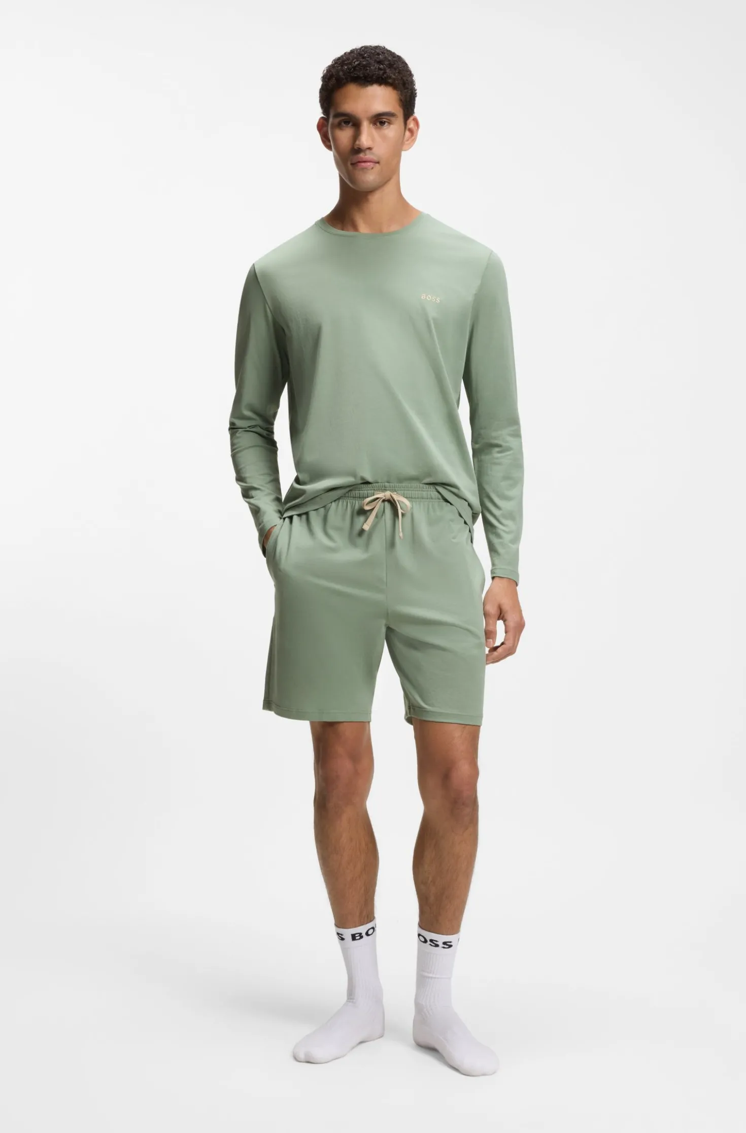 Logo-embroidered shorts in stretch cotton