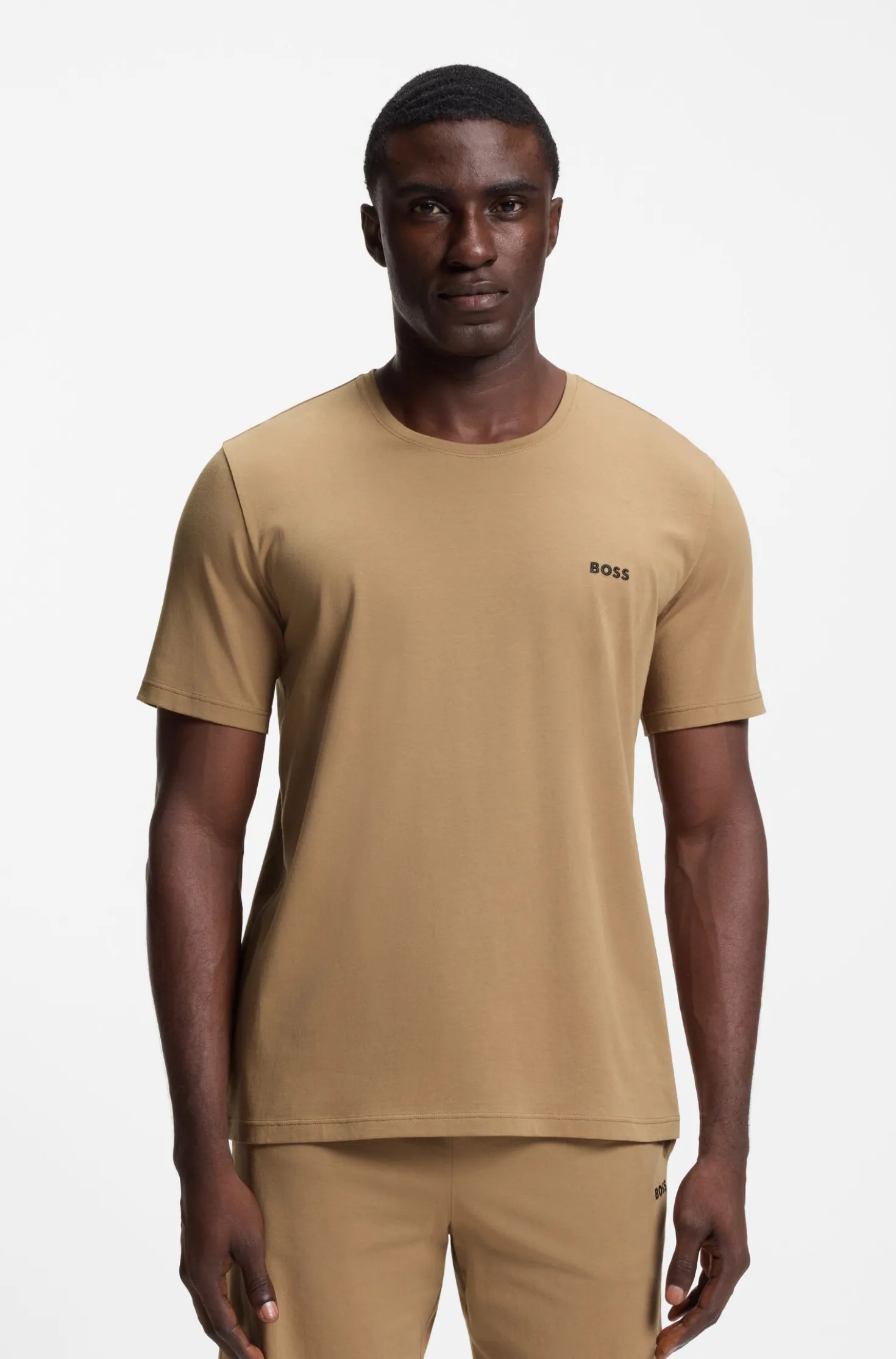 Logo-embroidered T-shirt in stretch cotton