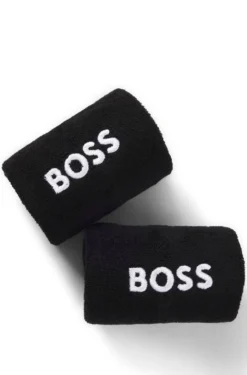 Logo-embroidered wristband pair in cotton-blend terry