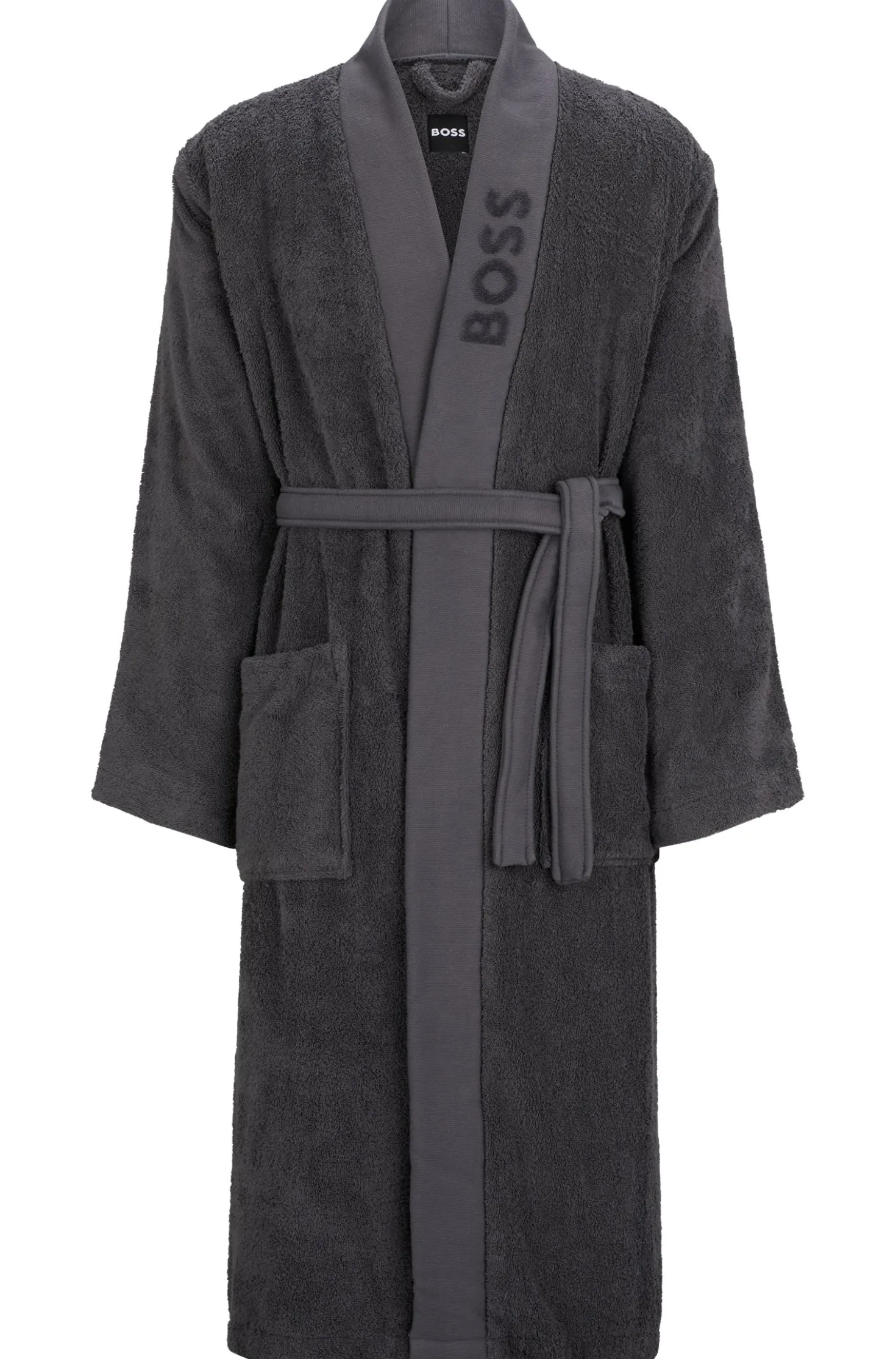 Logo-lapel dressing gown in long-fibre cotton