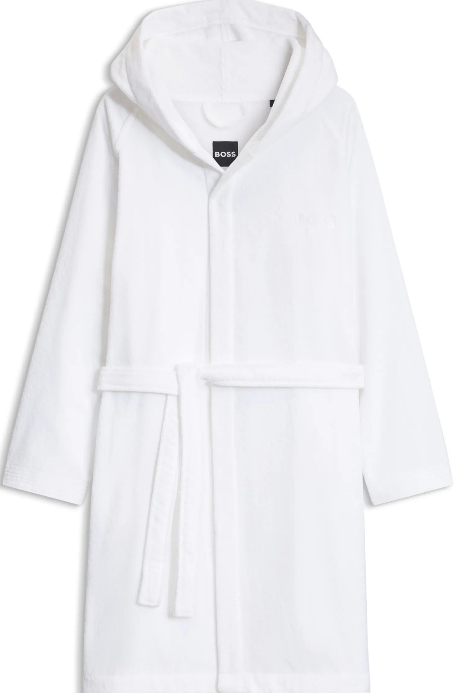 Logo-lapel dressing gown in long-fibre cotton