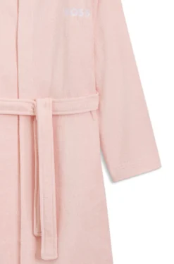 Logo-lapel dressing gown in long-fibre cotton