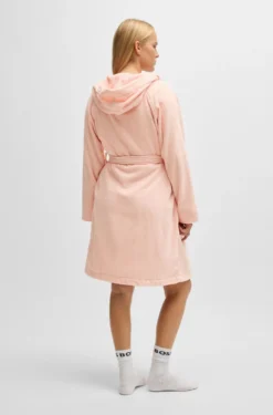 Logo-lapel dressing gown in long-fibre cotton