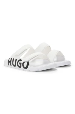 Logo sandals with double touch-closure straps