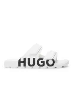 Logo sandals with double touch-closure straps