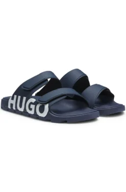 Logo sandals with double touch-closure straps