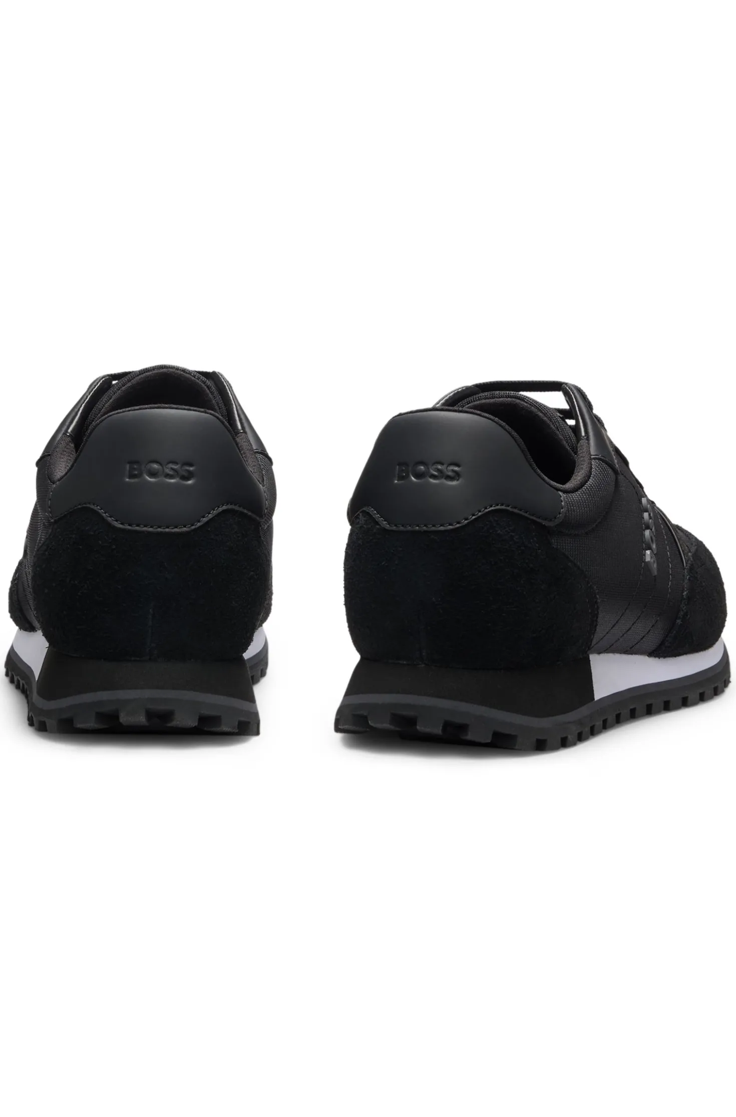 Logo-trim trainers with faux-leather details