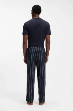 Logo-waistband pyjama bottoms in patterned cotton poplin