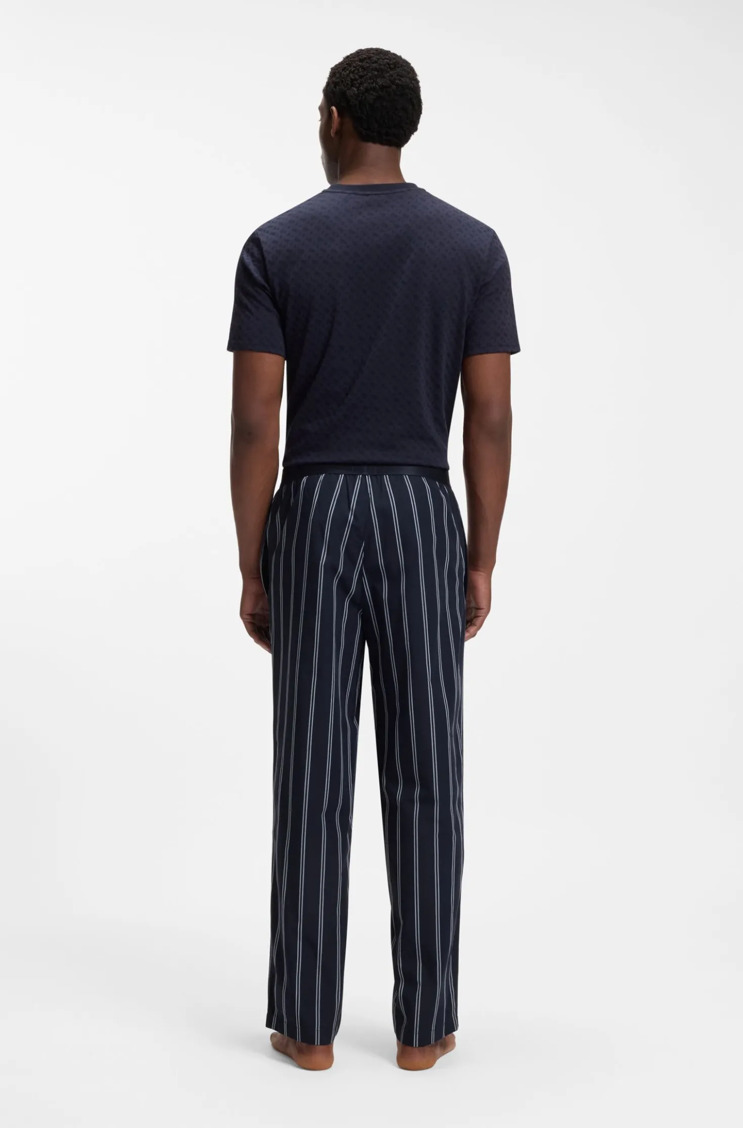 Logo-waistband pyjama bottoms in patterned cotton poplin