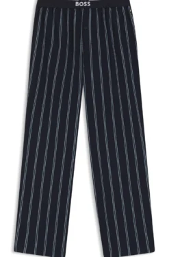 Logo-waistband pyjama bottoms in patterned cotton poplin