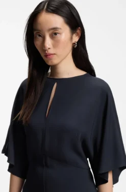 Long-length business dress in stretch crepe
