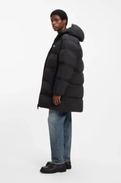Longline padded coat with a water-repellent finish