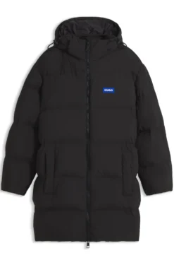 Longline padded coat with a water-repellent finish