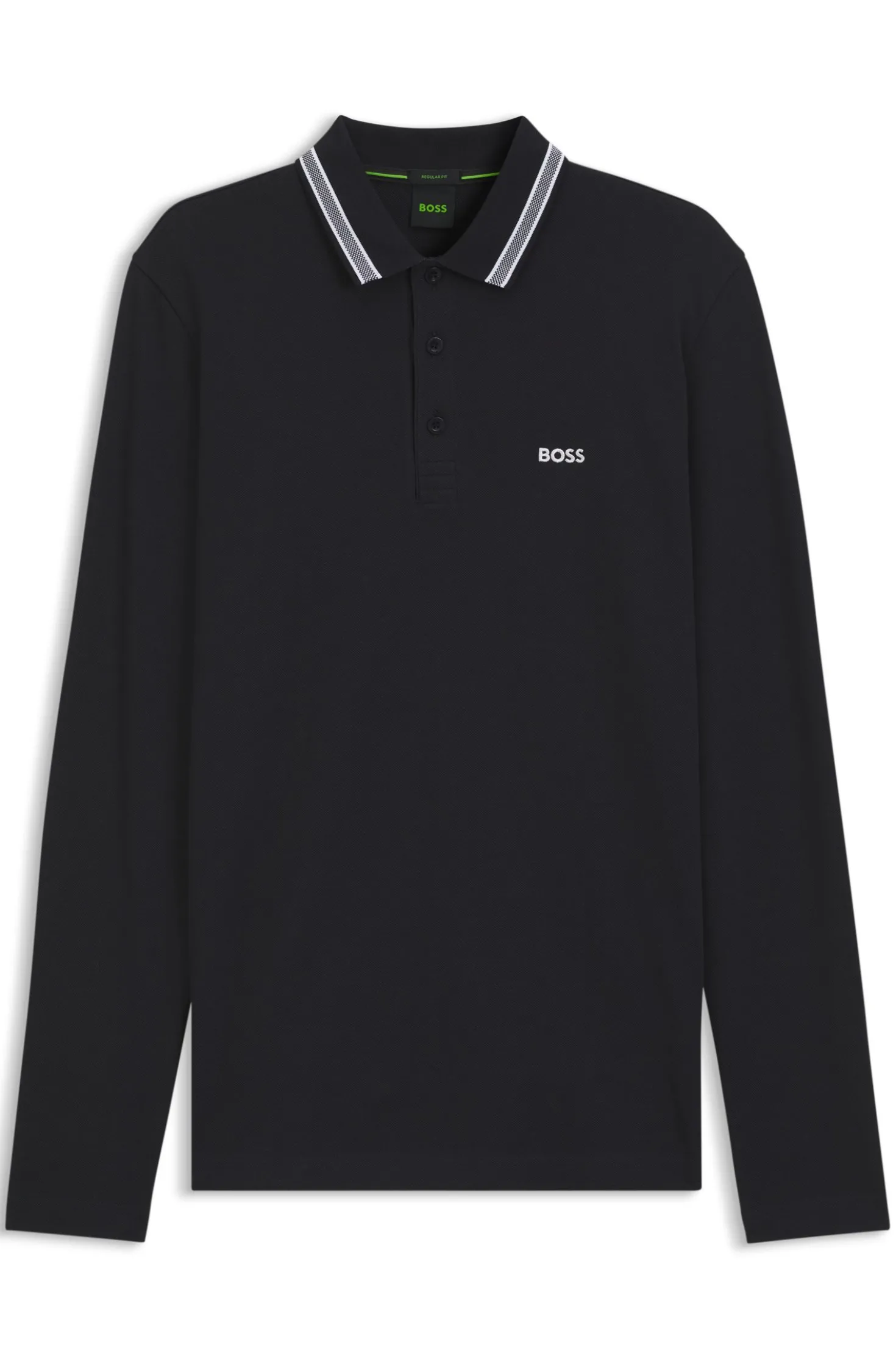 Long-sleeved cotton piqué polo shirt