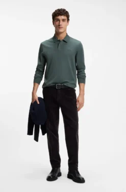 Long-sleeved polo shirt in cotton with logo detail
