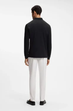 Long-sleeved polo shirt in interlock cotton with logo