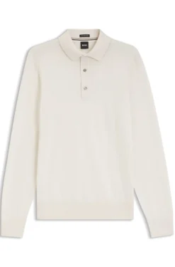 Long-sleeved polo sweater in Merino wool