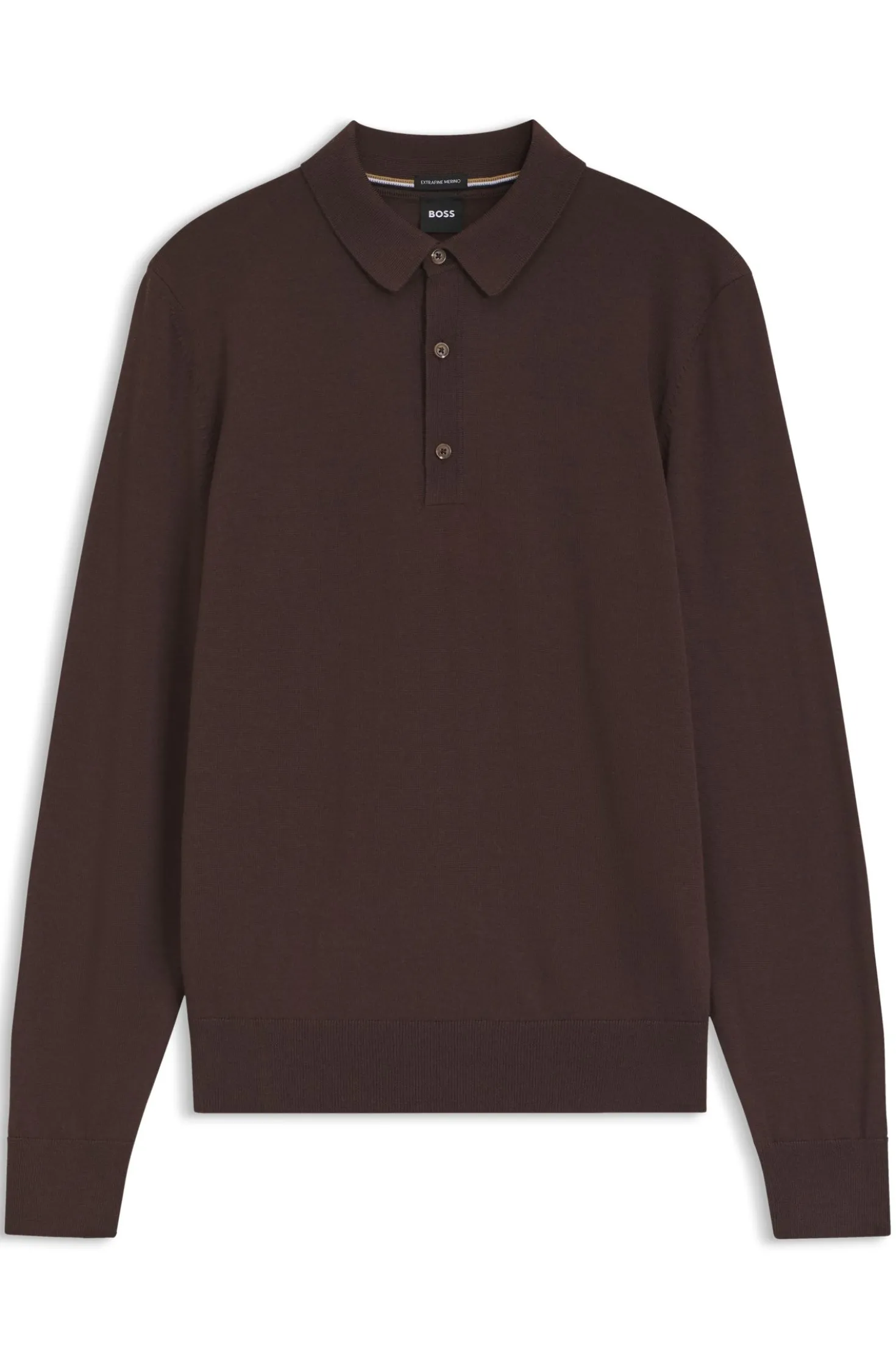 Long-sleeved polo sweater in Merino wool