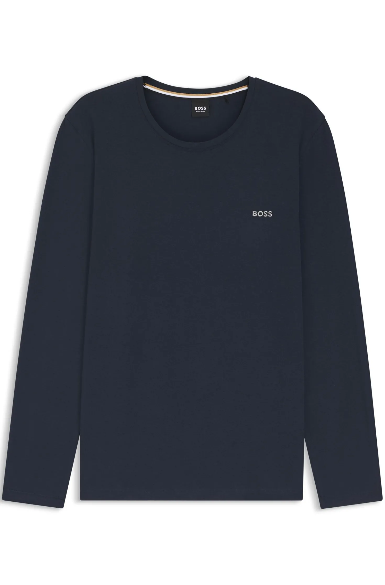 Long-sleeved top in stretch cotton with embroidered logo