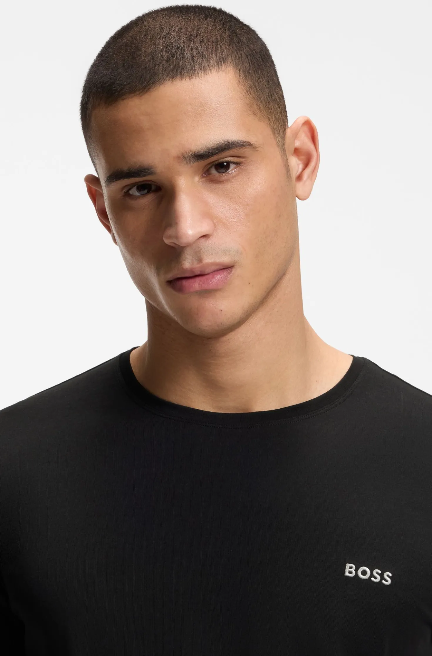Long-sleeved top in stretch cotton with embroidered logo