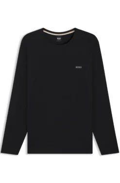 Long-sleeved top in stretch cotton with embroidered logo