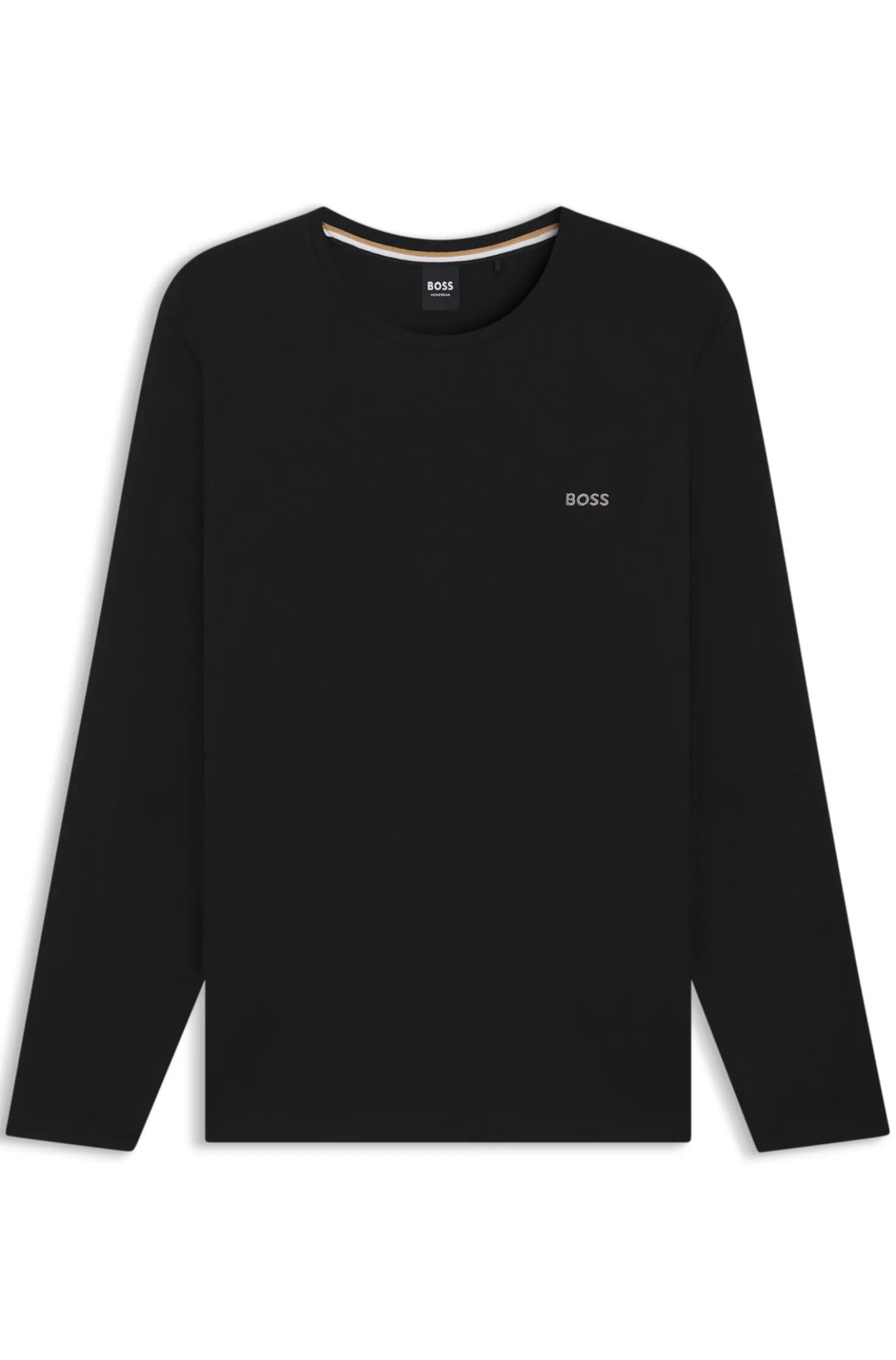 Long-sleeved top in stretch cotton with embroidered logo